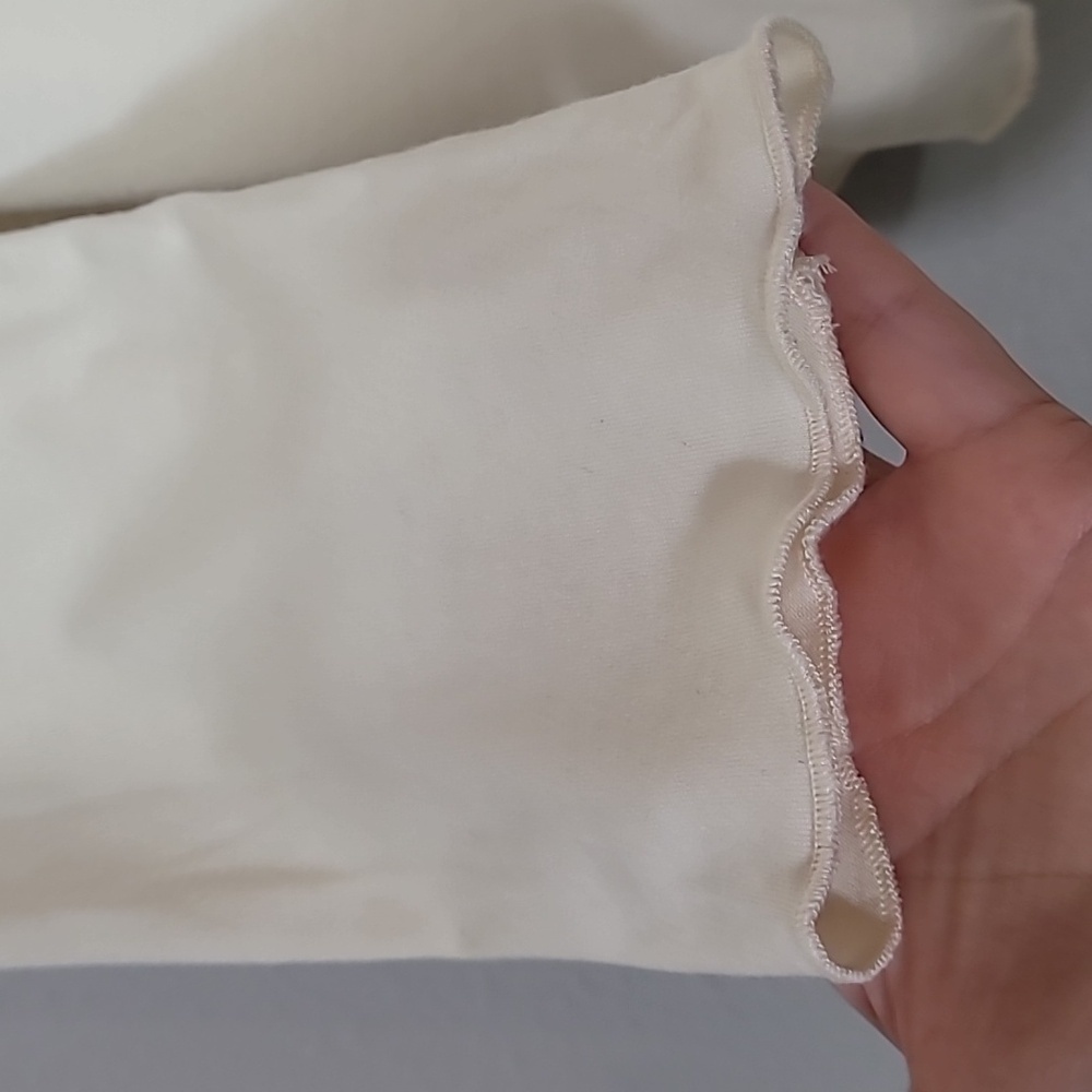 Y2K Fredericks Of Hollywood Babydoll Long Sleeve Top Size S White VNeck Fitted - Picture 5 of 12